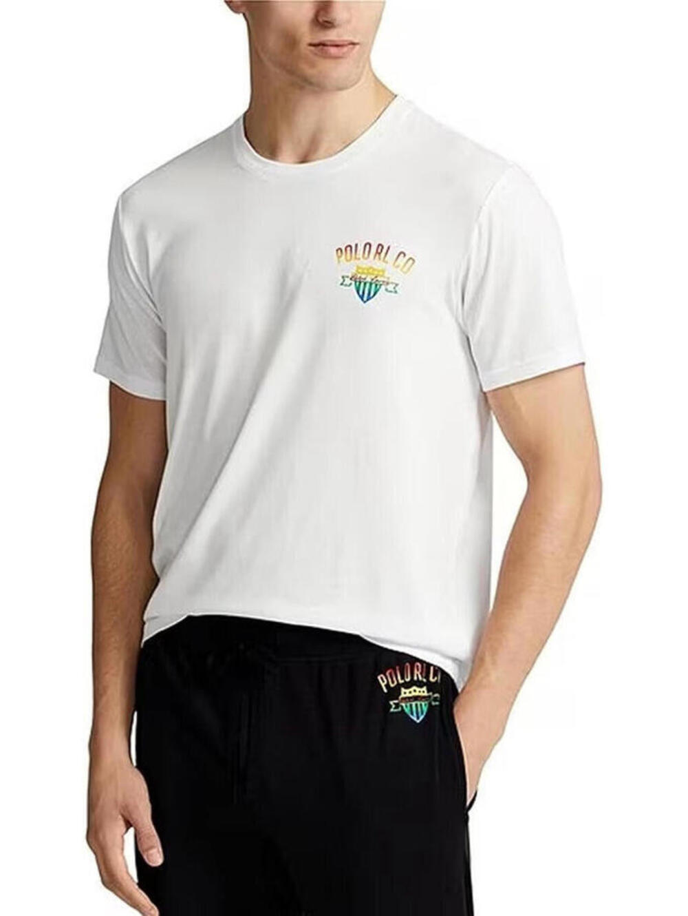 NWT Polo Ralph Lauren White Rainbow Logo T-shirt Large